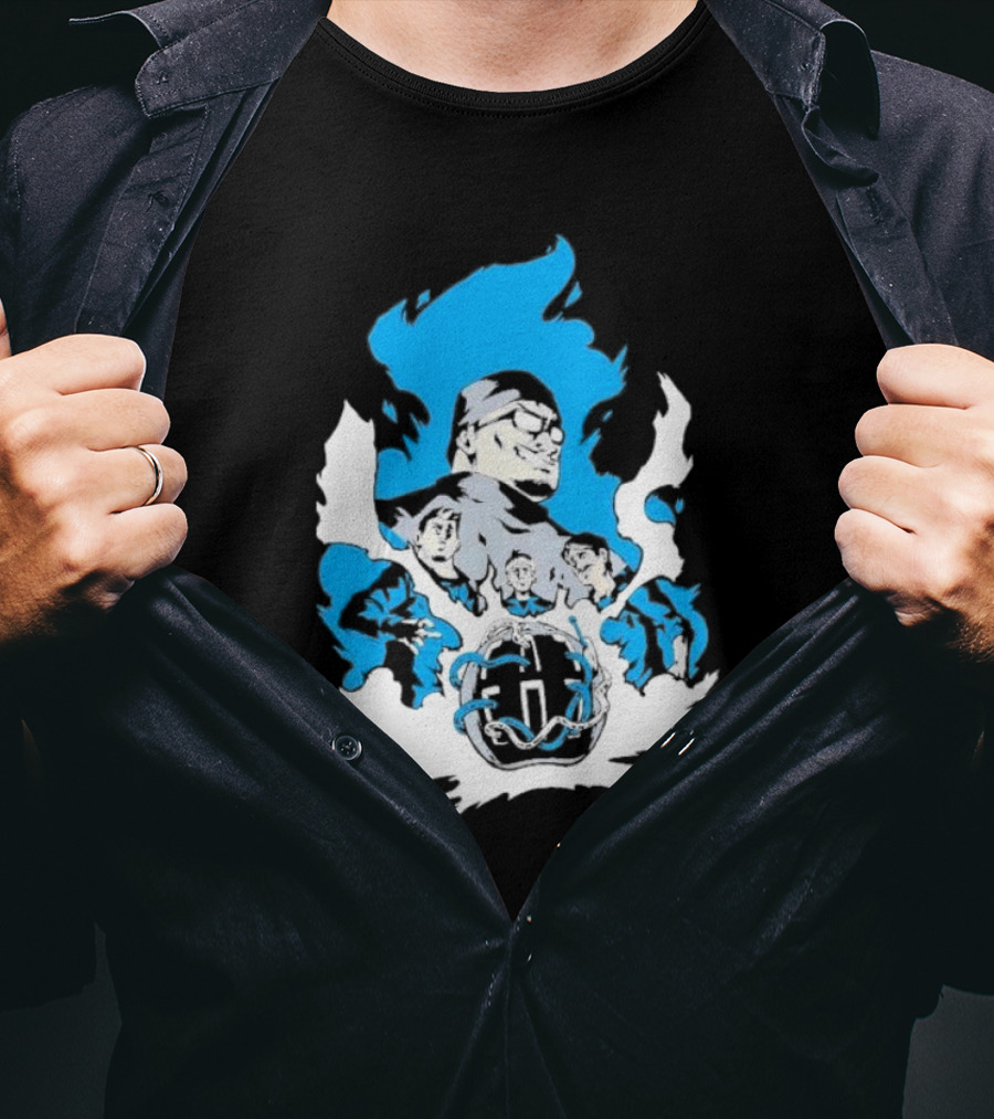 Mega64 Master Collection Featuring Iconic Characters And Explosive Blue T-Shirt
