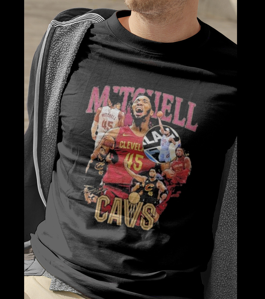 Mitchell Cleveland Cavs 45 Basketball Hype Signature T-Shirt