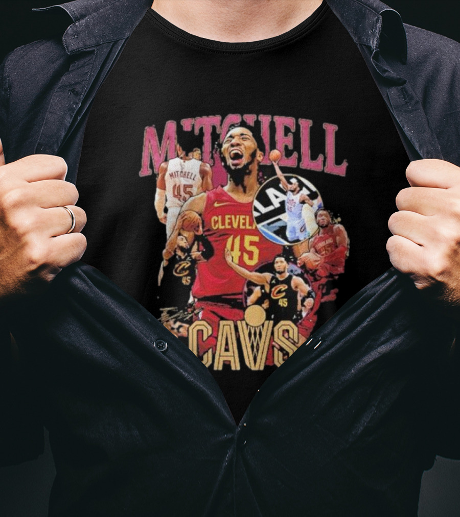 Mitchell Cleveland Cavs 45 Basketball Hype Signature T-Shirt