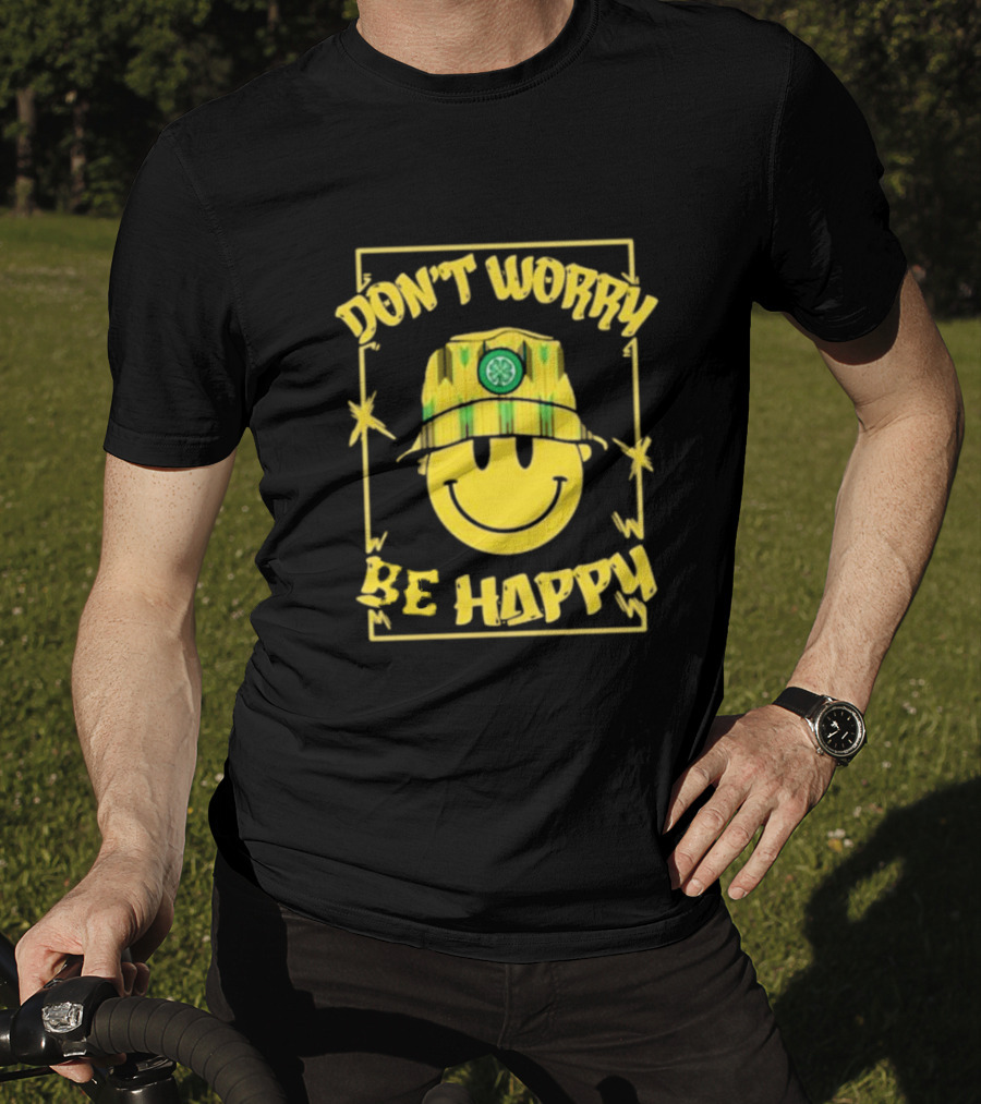 Don't Worry Be Happy Smiley Face With Celtic Jay Bucket Hat T-Shirt