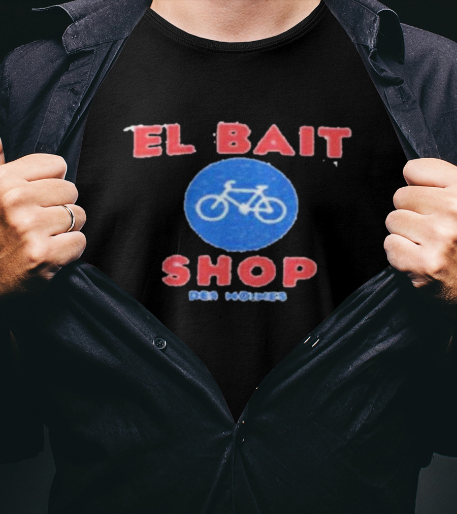 El Bait Bike Shop Des Moines With Blue Bicycle T-Shirt