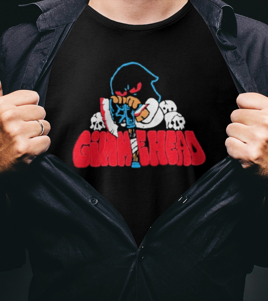 Gimme Head Fckyoubaker Cartoon Skeleton Skulls T-Shirt