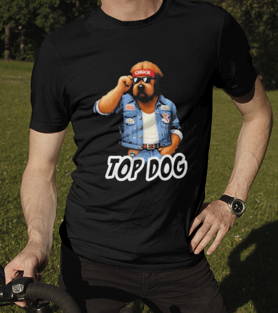 Chuckonbase Chuck Topdog Cool Denim Style Fashion Dog T-Shirt