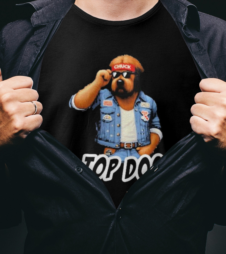 Chuckonbase Chuck Topdog Cool Denim Style Fashion Dog T-Shirt
