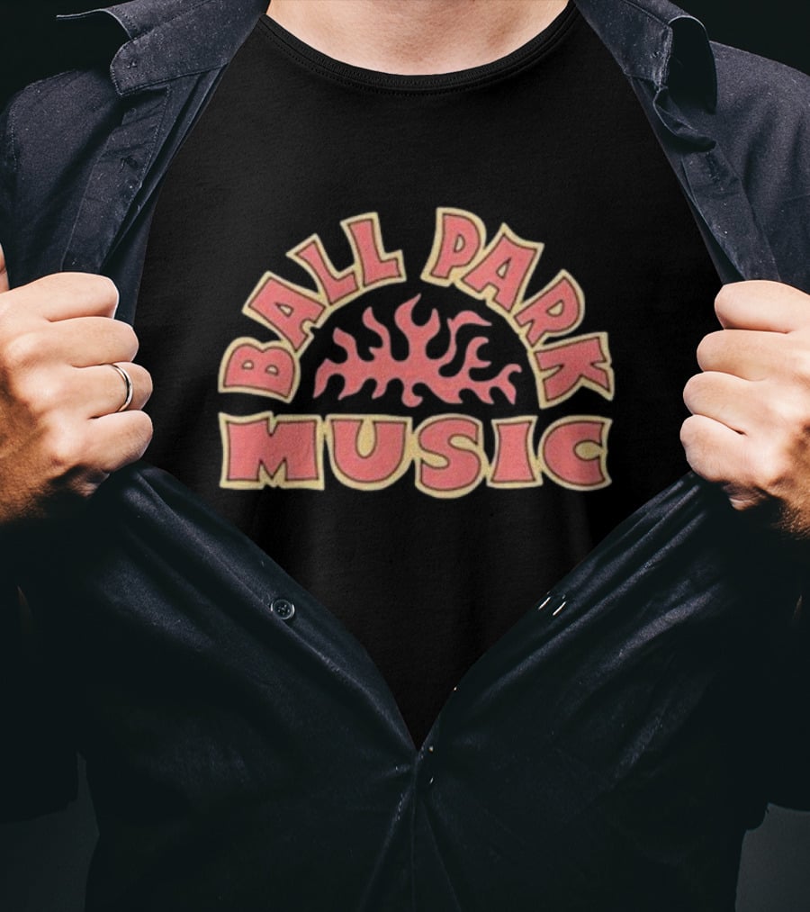 Ball Park Music Bold Retro Style Emblem With Flame Motif T-Shirt