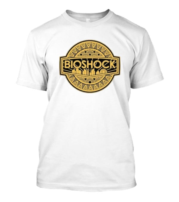 Bioshock Art Deco Golden Emblem With Cityscape T-Shirt