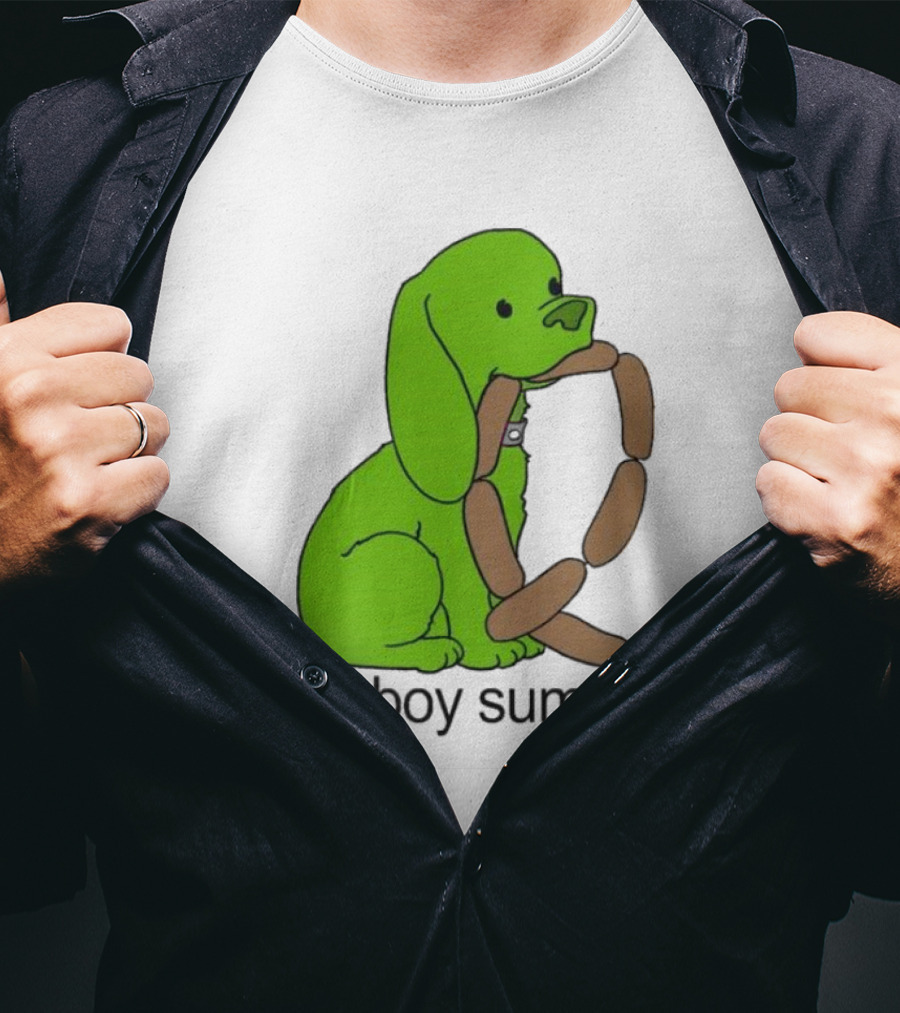 Brat Boy Summer Green Dog Sausage Chain T-Shirt