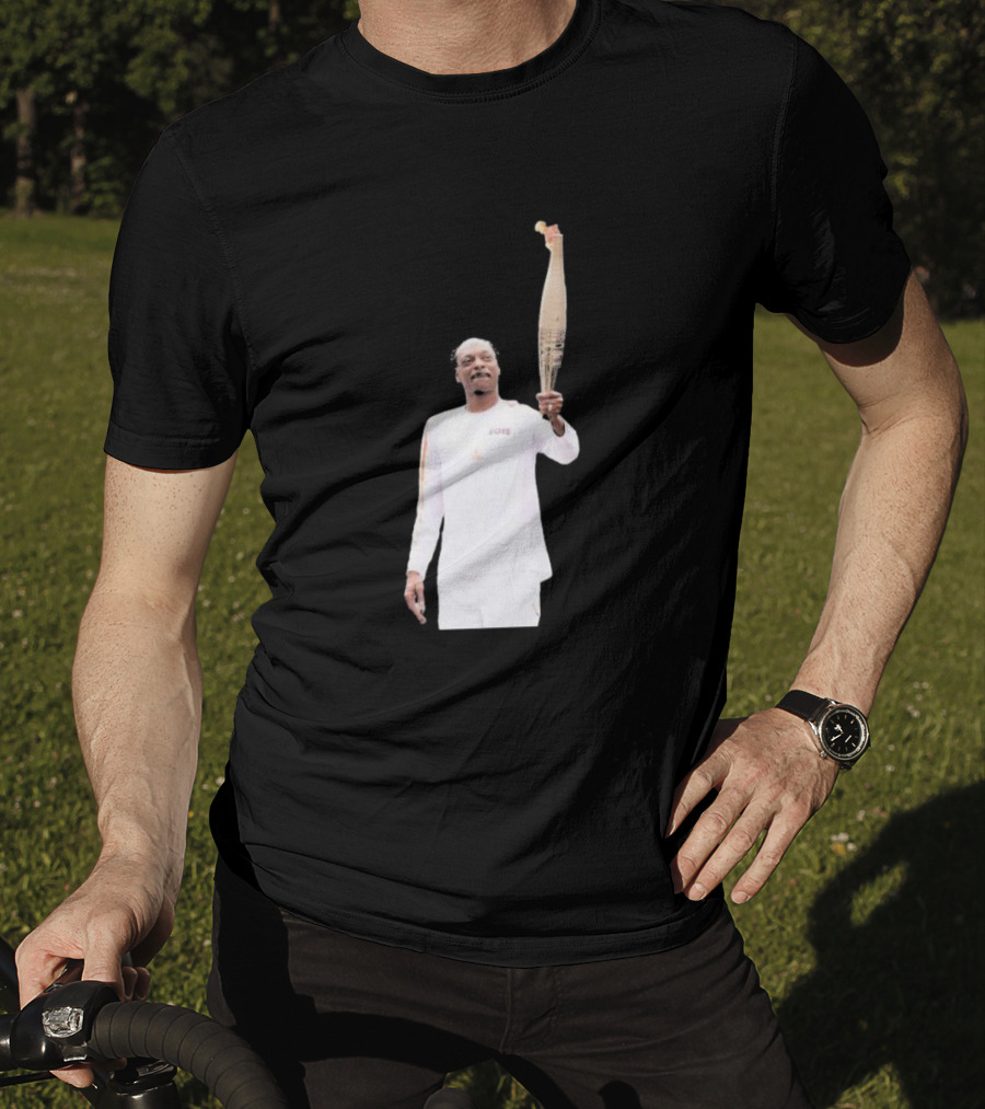 Snoop Dogg Carries Olympic Torch In Iconic White Attire T-Shirt