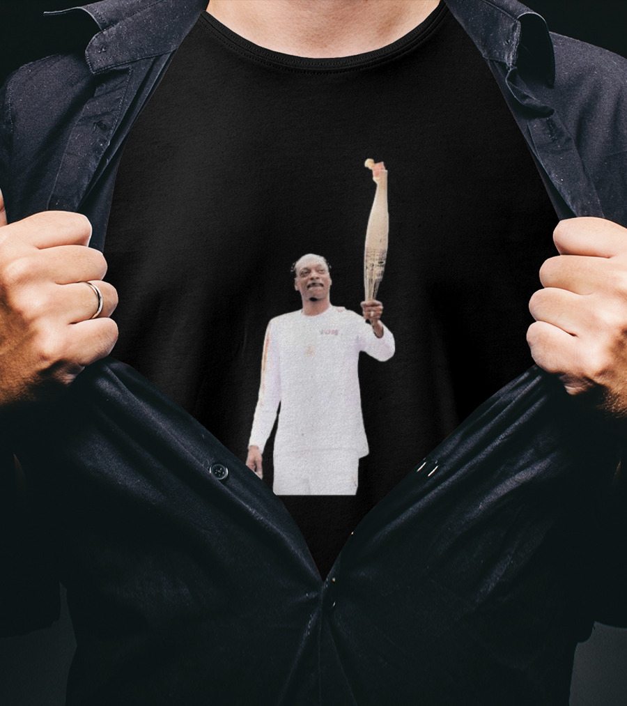 Snoop Dogg Carries Olympic Torch In Iconic White Attire T-Shirt