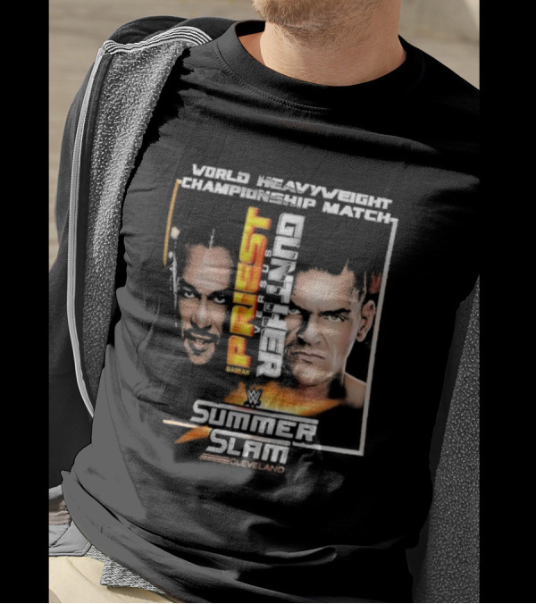 WWE World Heavyweight Championship Match Summerslam 2024 Damian Priest Vs Gunther Cleveland T-Shirt