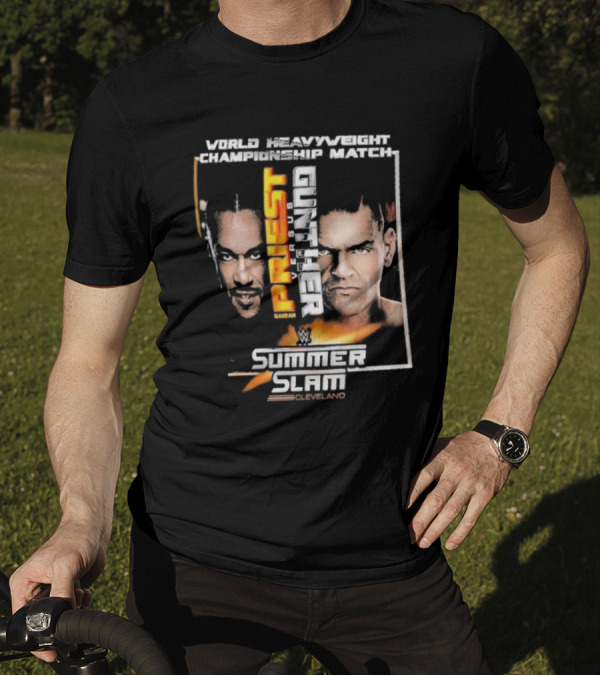 WWE World Heavyweight Championship Match Summerslam 2024 Damian Priest Vs Gunther Cleveland T-Shirt