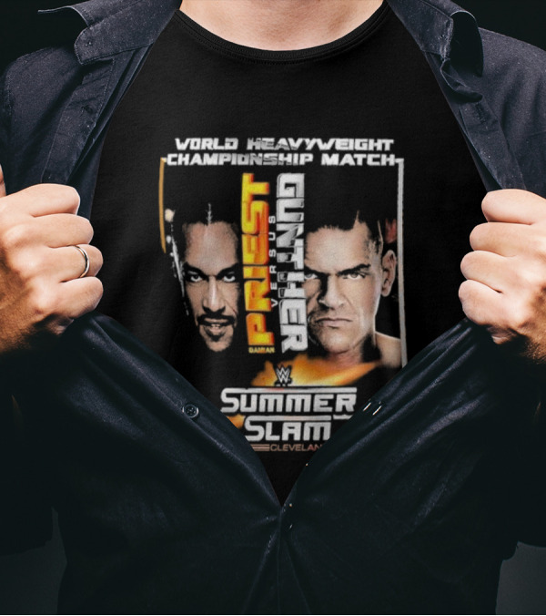 WWE World Heavyweight Championship Match Summerslam 2024 Damian Priest Vs Gunther Cleveland T-Shirt