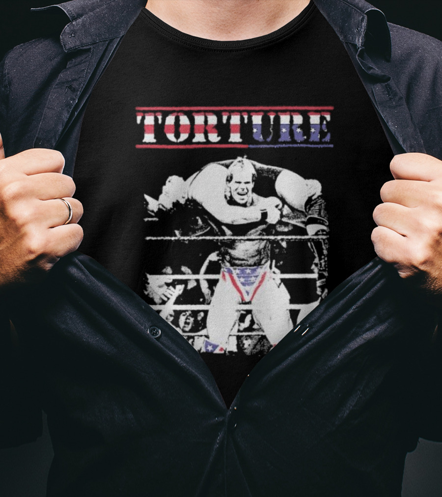 Torture Wrestling Sucks Collab Patriotic Wrestler Carrying Opponent T-Shirt