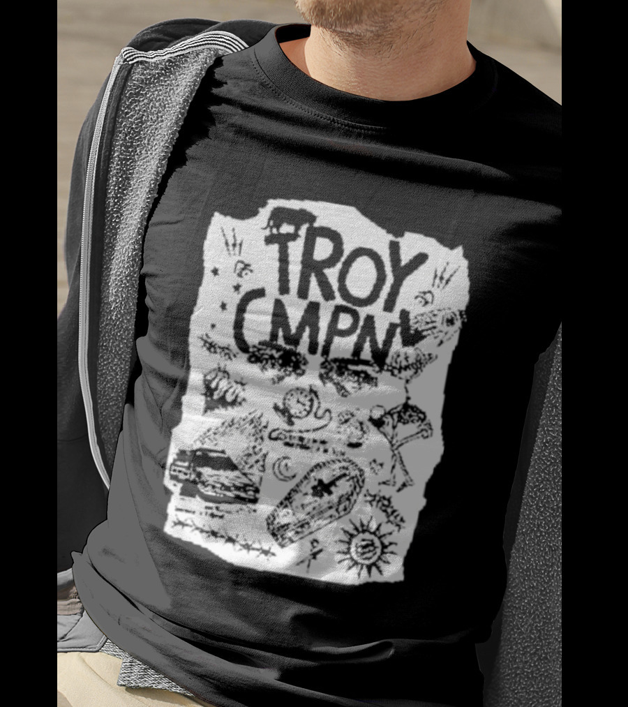 Troy CMPN Mineral Blue Death Can Come Anytime Ds 2447 Coffin Sun Stars Moon T-Shirt