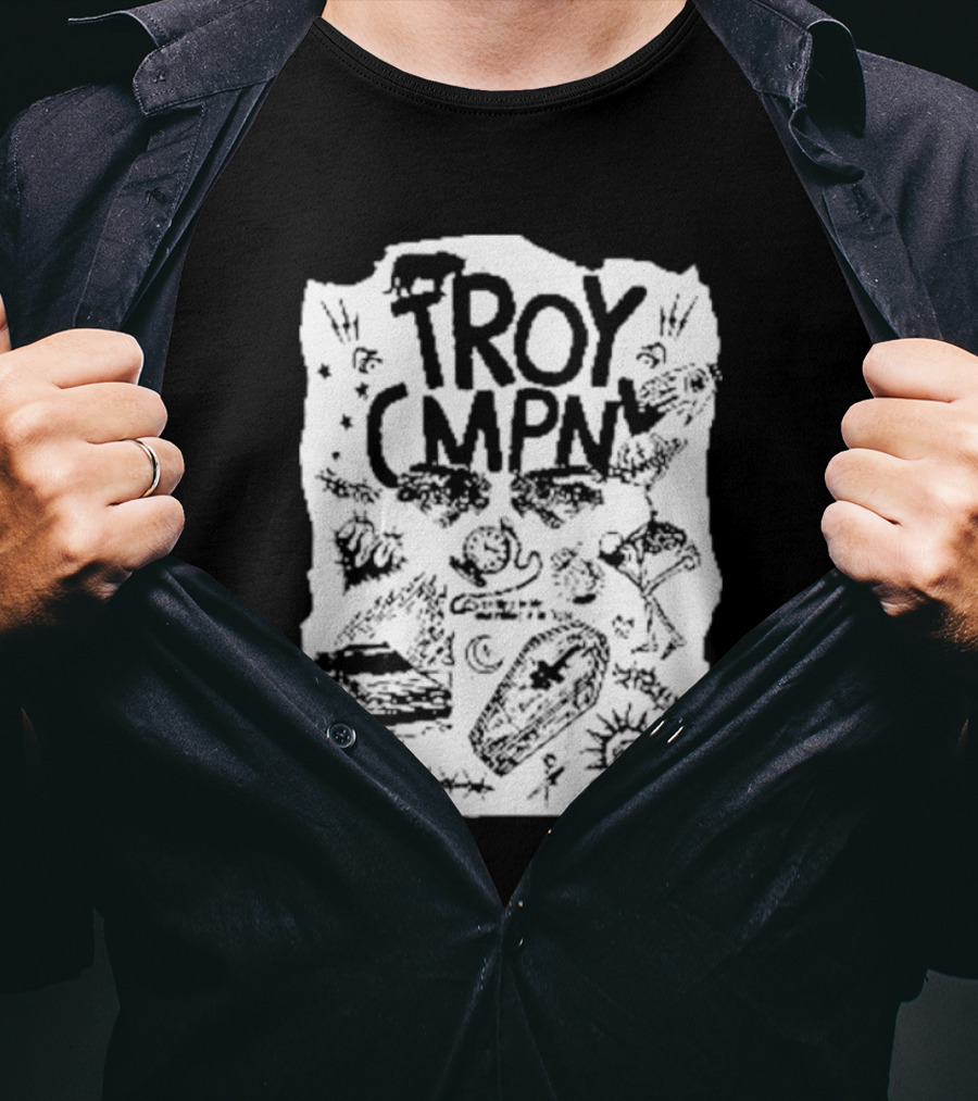 Troy CMPN Mineral Blue Death Can Come Anytime Ds 2447 Coffin Sun Stars Moon T-Shirt