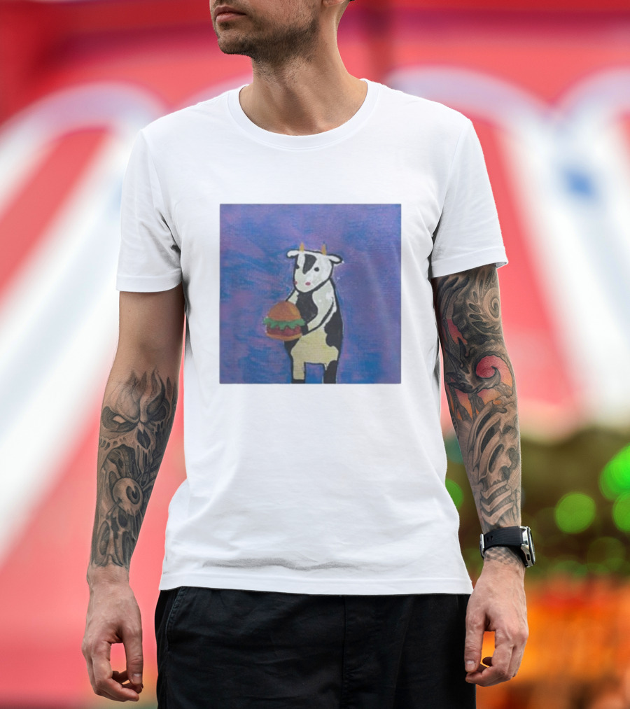 Leanbeefpatty Cow Holding Burger Carnivorous Beef T-Shirt