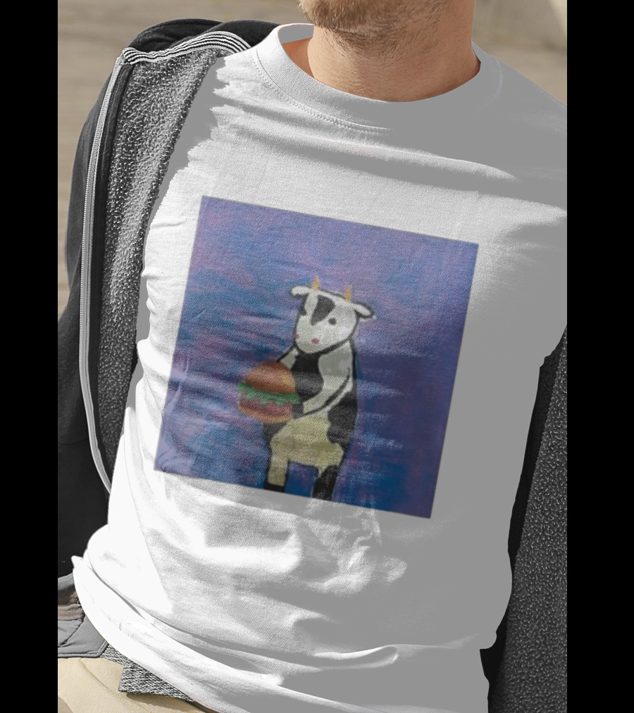 Leanbeefpatty Cow Holding Burger Carnivorous Beef T-Shirt
