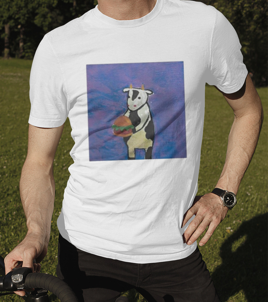 Leanbeefpatty Cow Holding Burger Carnivorous Beef T-Shirt