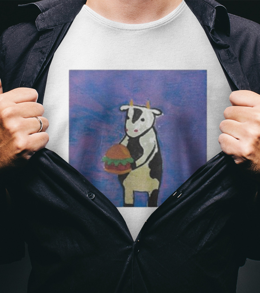 Leanbeefpatty Cow Holding Burger Carnivorous Beef T-Shirt