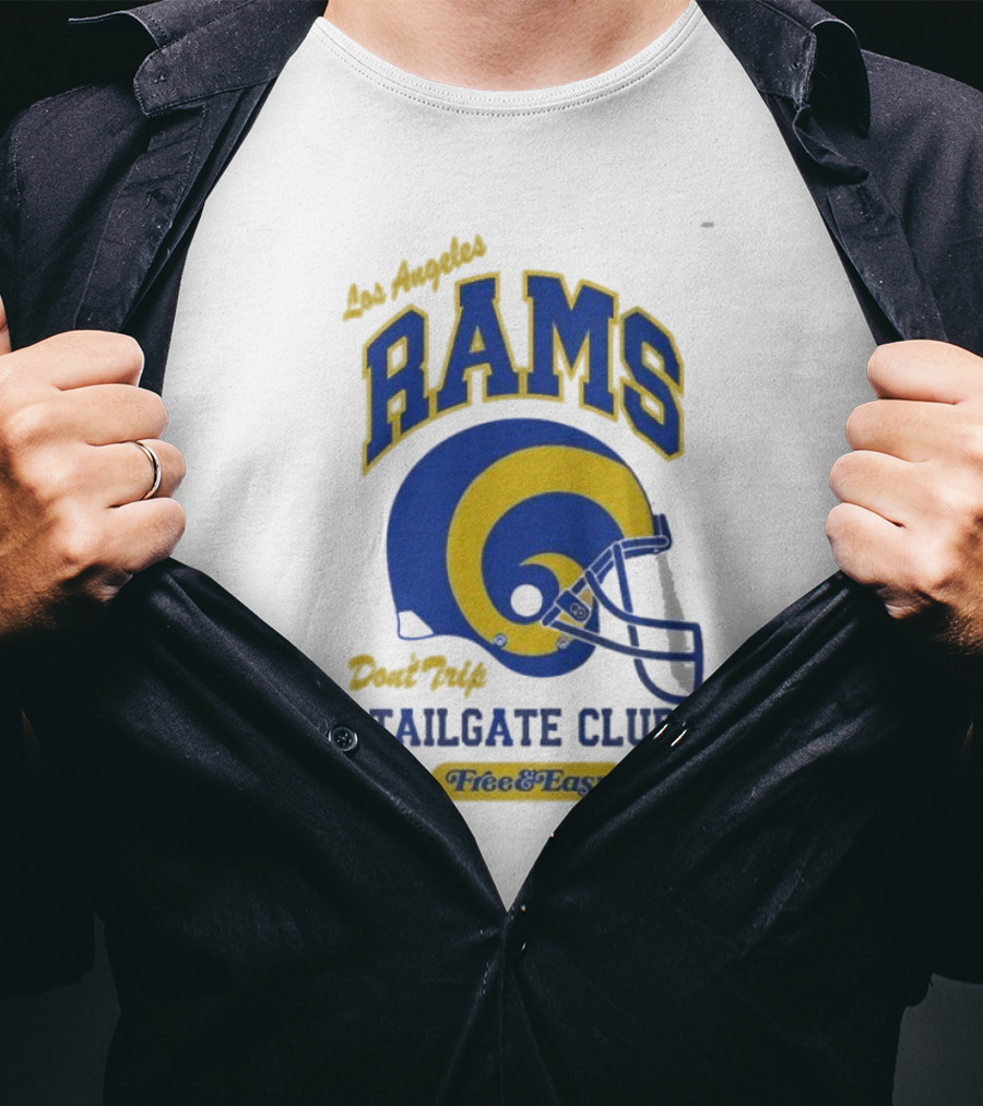 Los Angeles Rams Don't Trip Tailgate Club Free And Easy Helmet T-Shirt