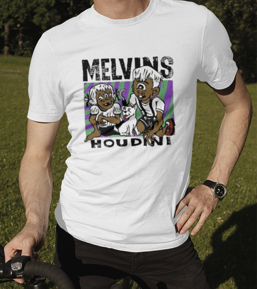 Melvins Houdini Cartoon Kids With Cat T-Shirt