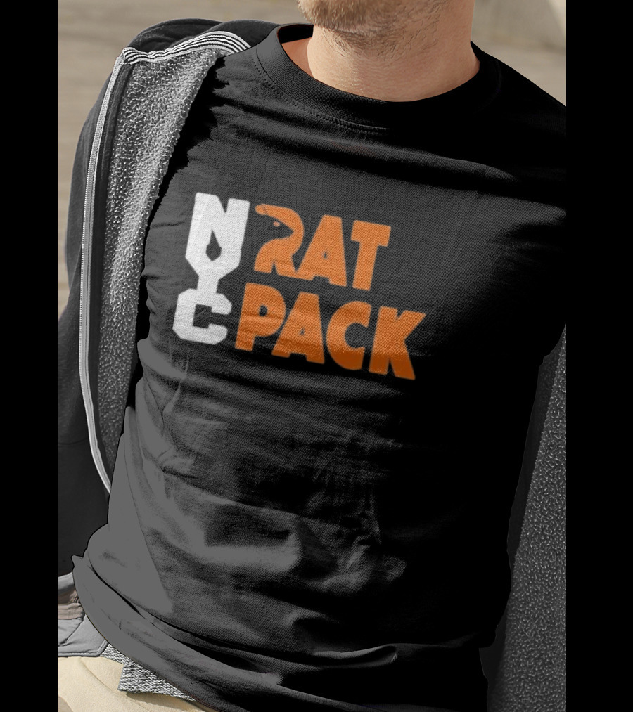 NYC Rat Pack Baseball Rat Typography T-Shirt