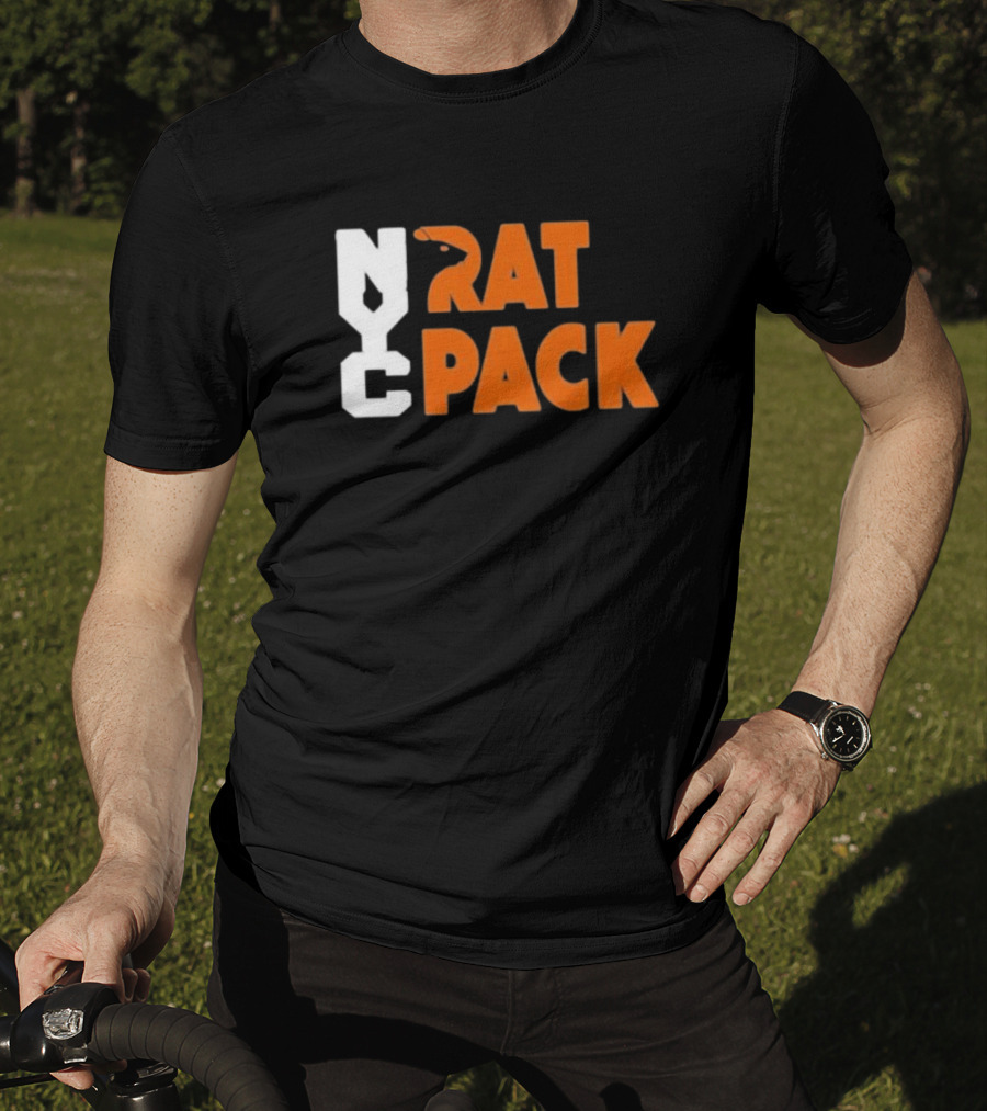 NYC Rat Pack Baseball Rat Typography T-Shirt