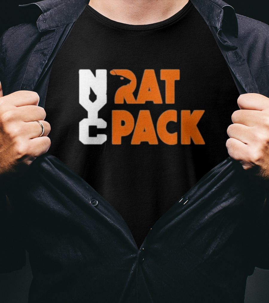 NYC Rat Pack Baseball Rat Typography T-Shirt