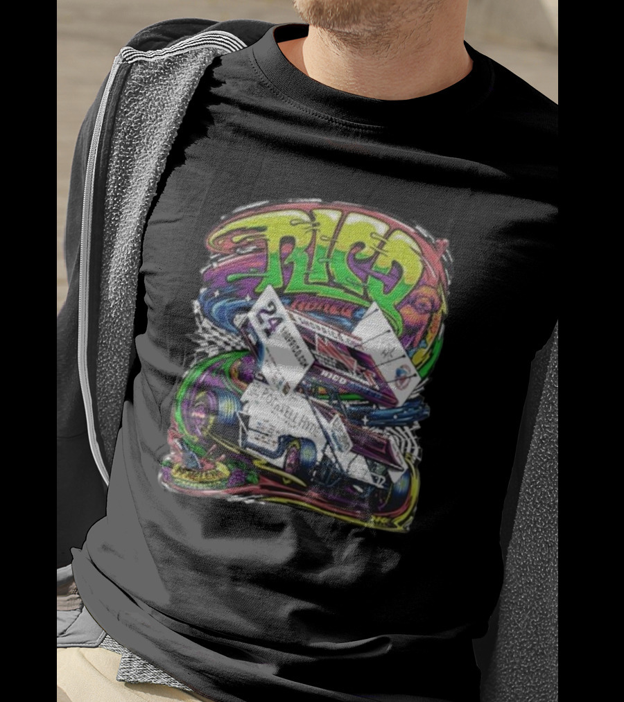 Rico Abreu Number 24 Vibrant Racing Car Youth Hidden Picture T-Shirt