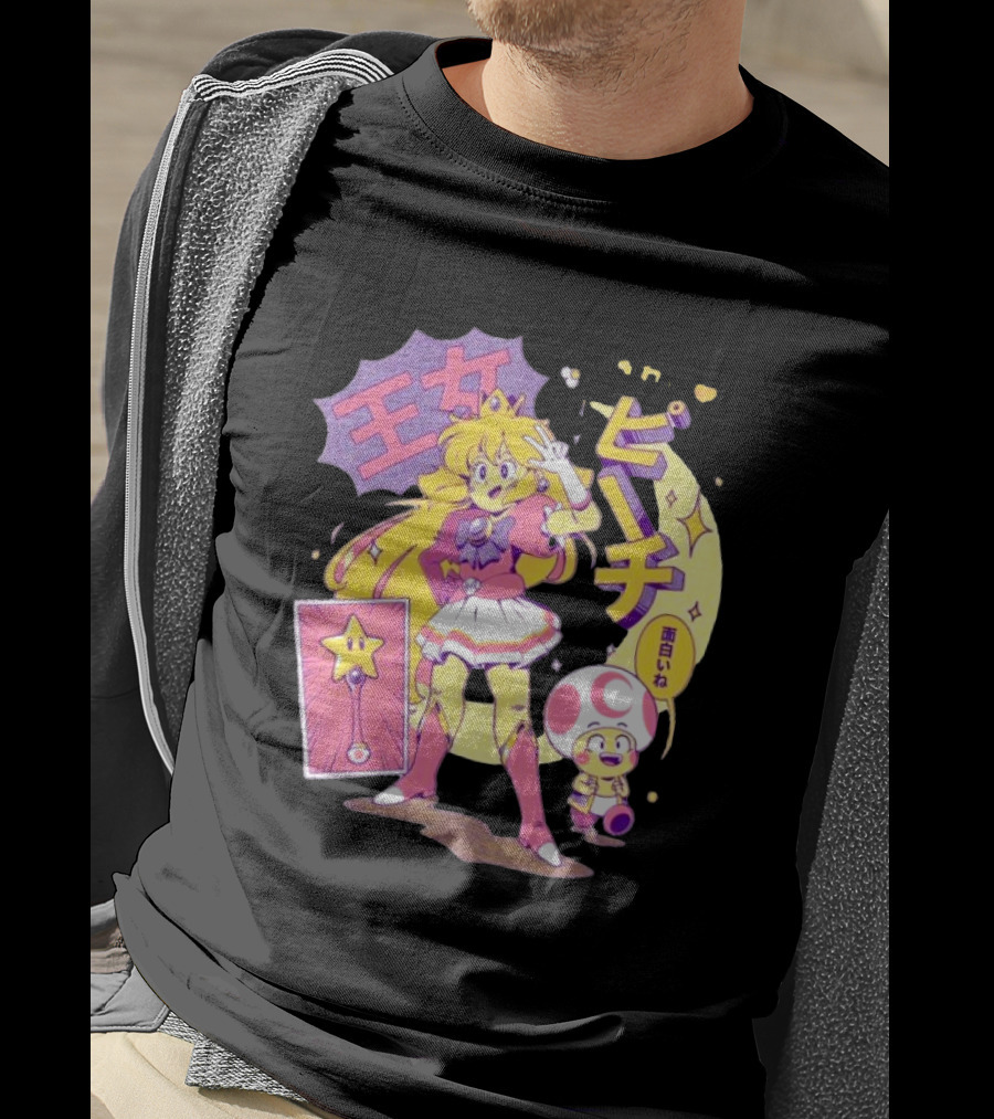 Sailor Moon Peach Toad Ilustrata Mario Princesses T-Shirt