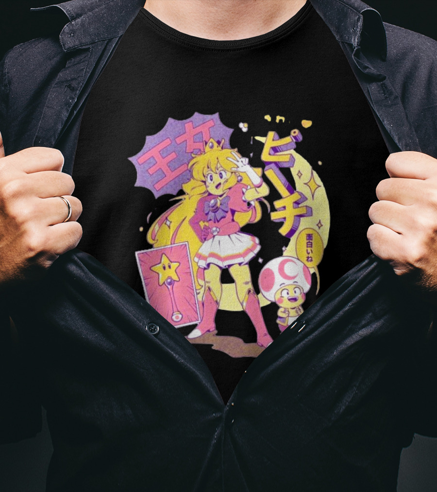 Sailor Moon Peach Toad Ilustrata Mario Princesses T-Shirt