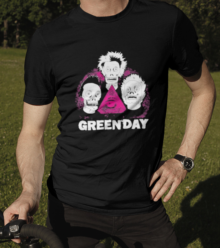Green Day Skeletons Pink Eye Pyramid T-Shirt