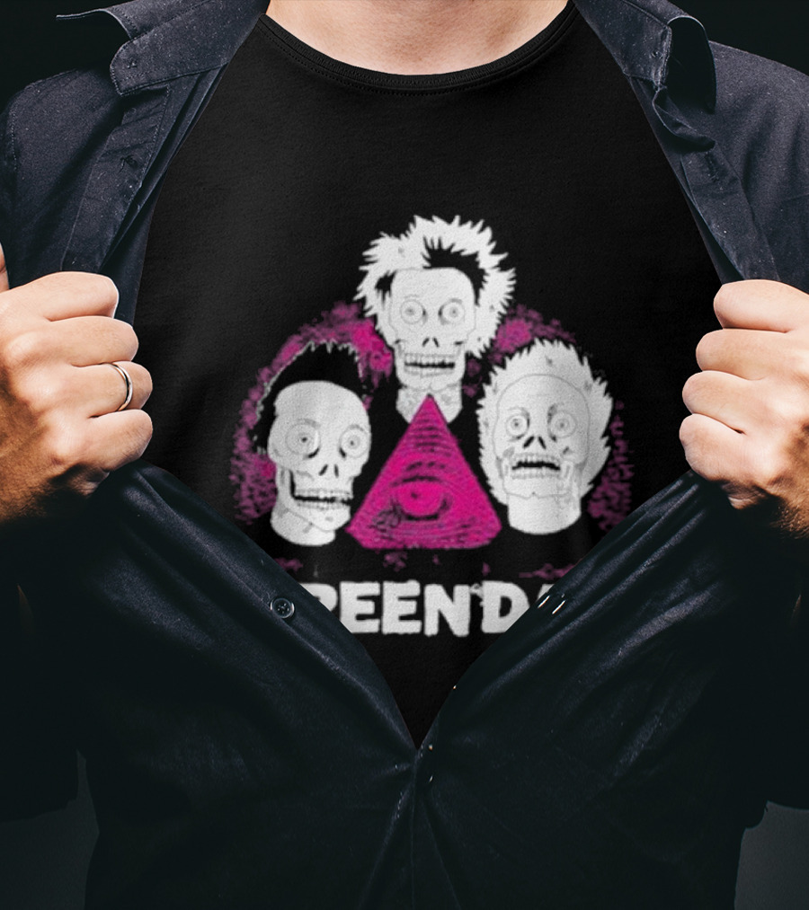 Green Day Skeletons Pink Eye Pyramid T-Shirt