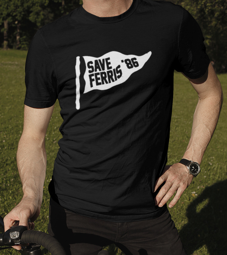 Save Ferris 86 Flag Ferris Bueller Movie Retro Iconic Reference T-Shirt