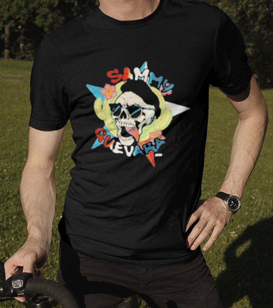 Sammy Guevara Skull With Sunglasses And Colorful Star T-Shirt
