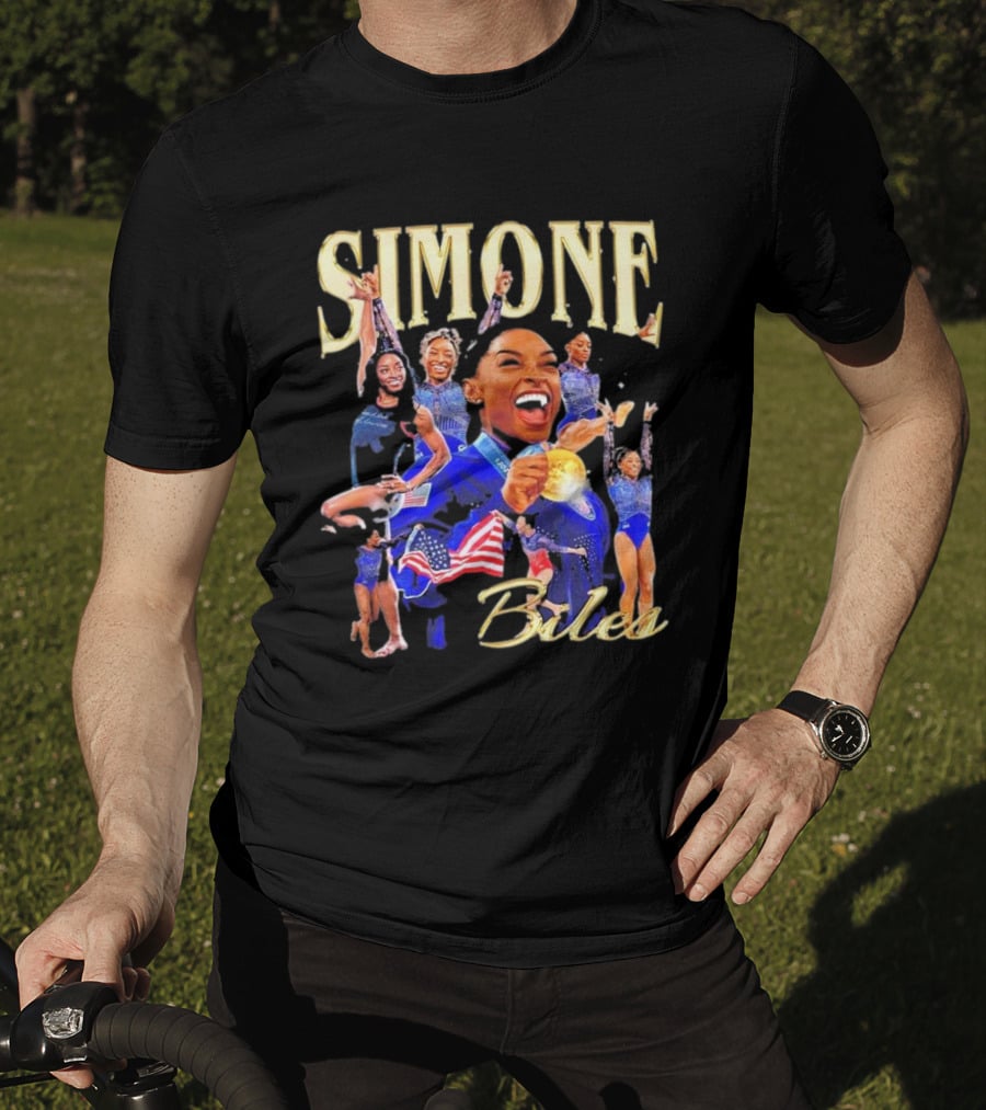 Simone Biles Olympic Gold Medalist Team USA Gymnast Paris T-Shirt