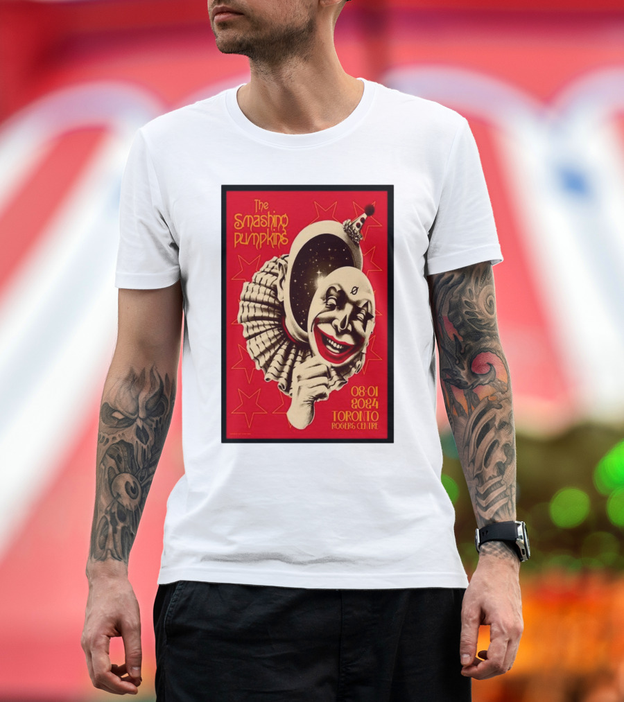 The Smashing Pumpkins Aug 1 2024 Toronto Rogers Centre Clown and Stars T-Shirt