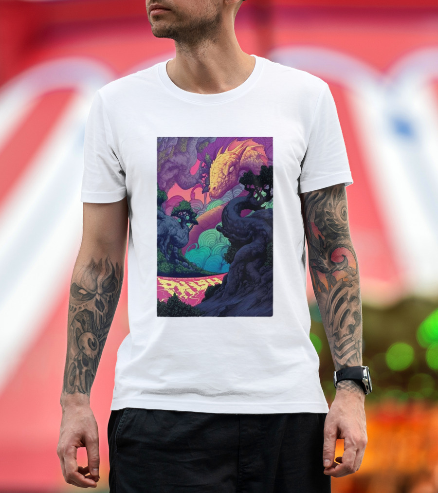 Phish Tour Noblesville Vibrant Dragon Nature Scene T-Shirt