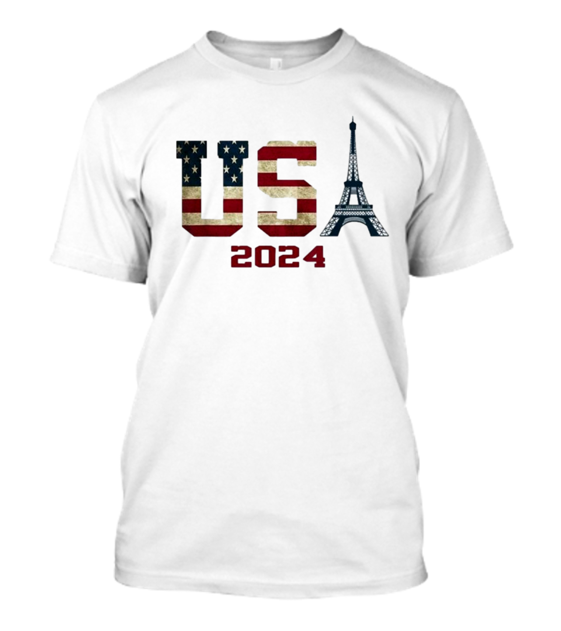 USA American Flag Eiffel Tower T-Shirt