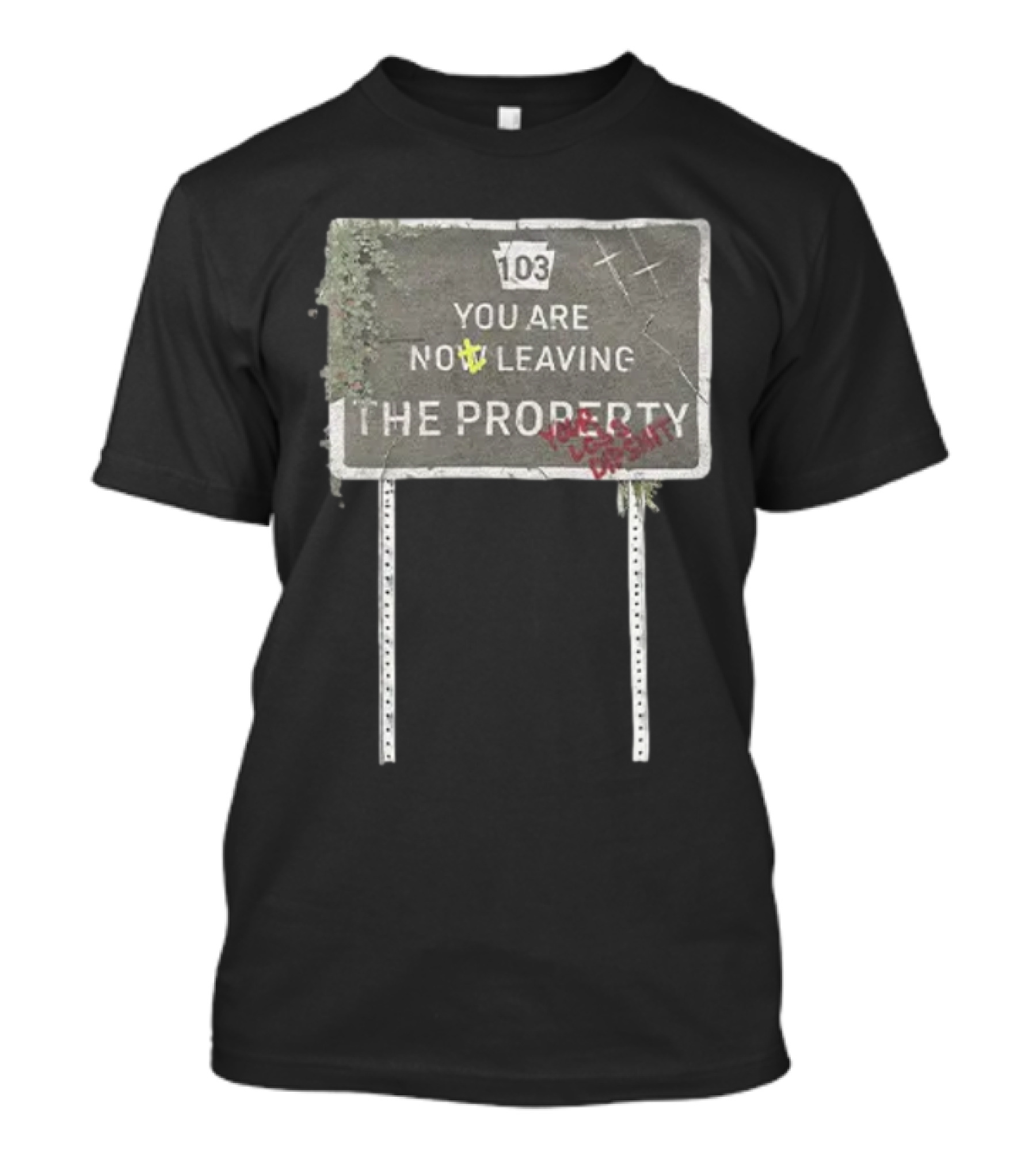 Waterparks 103 You Are Now Leaving The Property Sign With Overgrown Detail T-Shirt