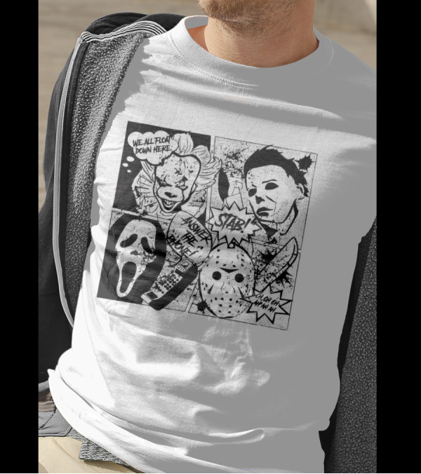 Horror Icons Mashup: We All Float Down Here Answer The Phone Stab Oh Oh Oh Wh Wh Wh T-Shirt