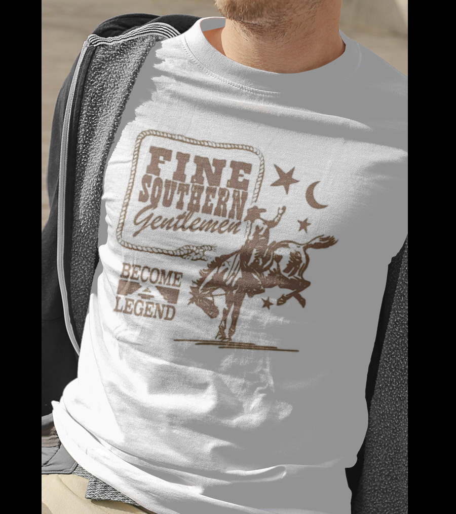 Fine Southern Gentlemen Become Legend Cowboy Moon And Stars T-Shirt
