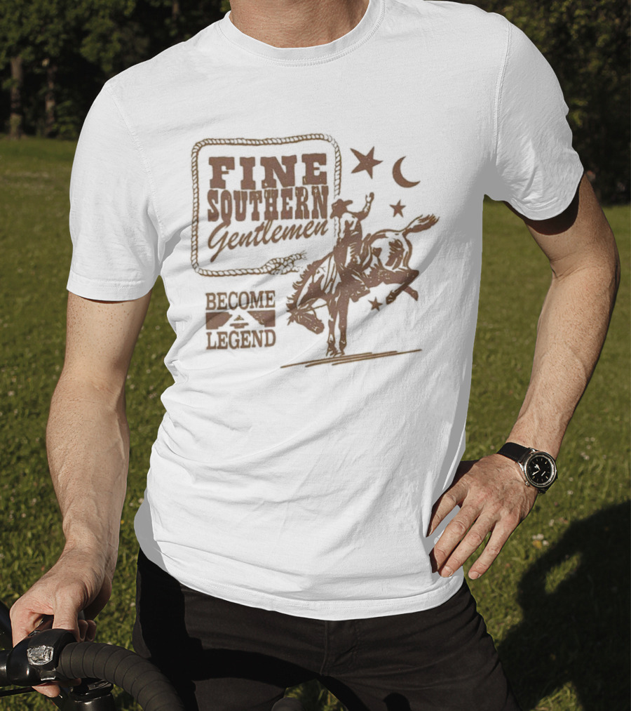 Fine Southern Gentlemen Become Legend Cowboy Moon And Stars T-Shirt
