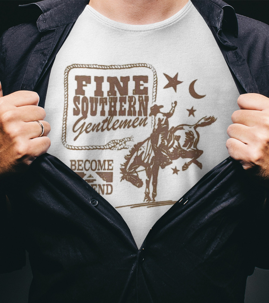 Fine Southern Gentlemen Become Legend Cowboy Moon And Stars T-Shirt