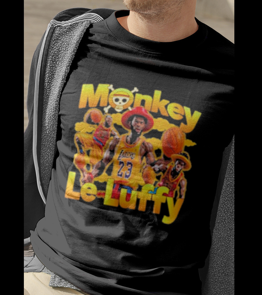 Monkey Le Luffy Lakers Basketball Crossbones Hat T-Shirt
