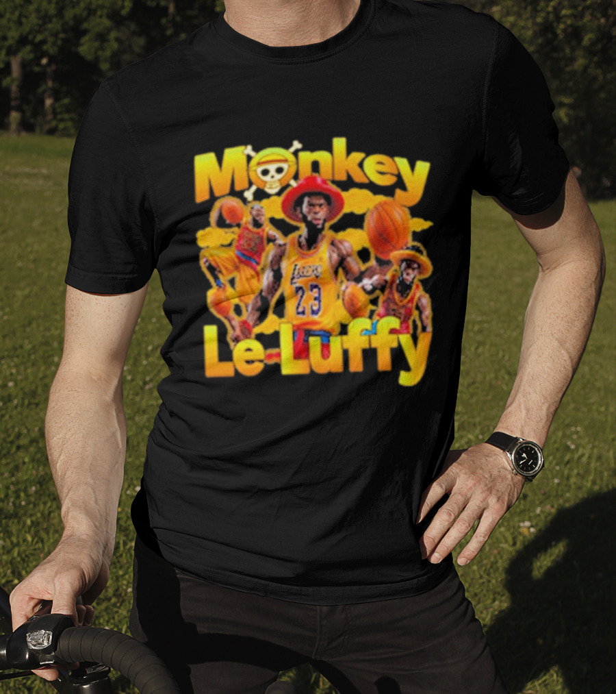 Monkey Le Luffy Lakers Basketball Crossbones Hat T-Shirt