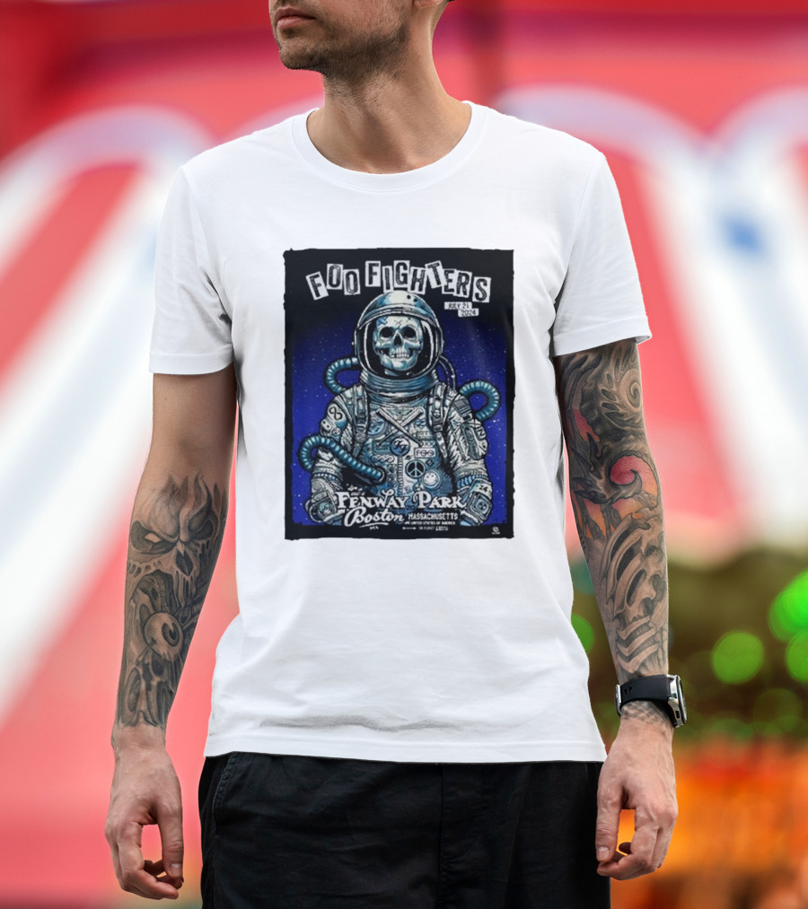 Foo Fighters July 21 2024 Fenway Park Boston Massachusetts Astronaut Skull T-Shirt