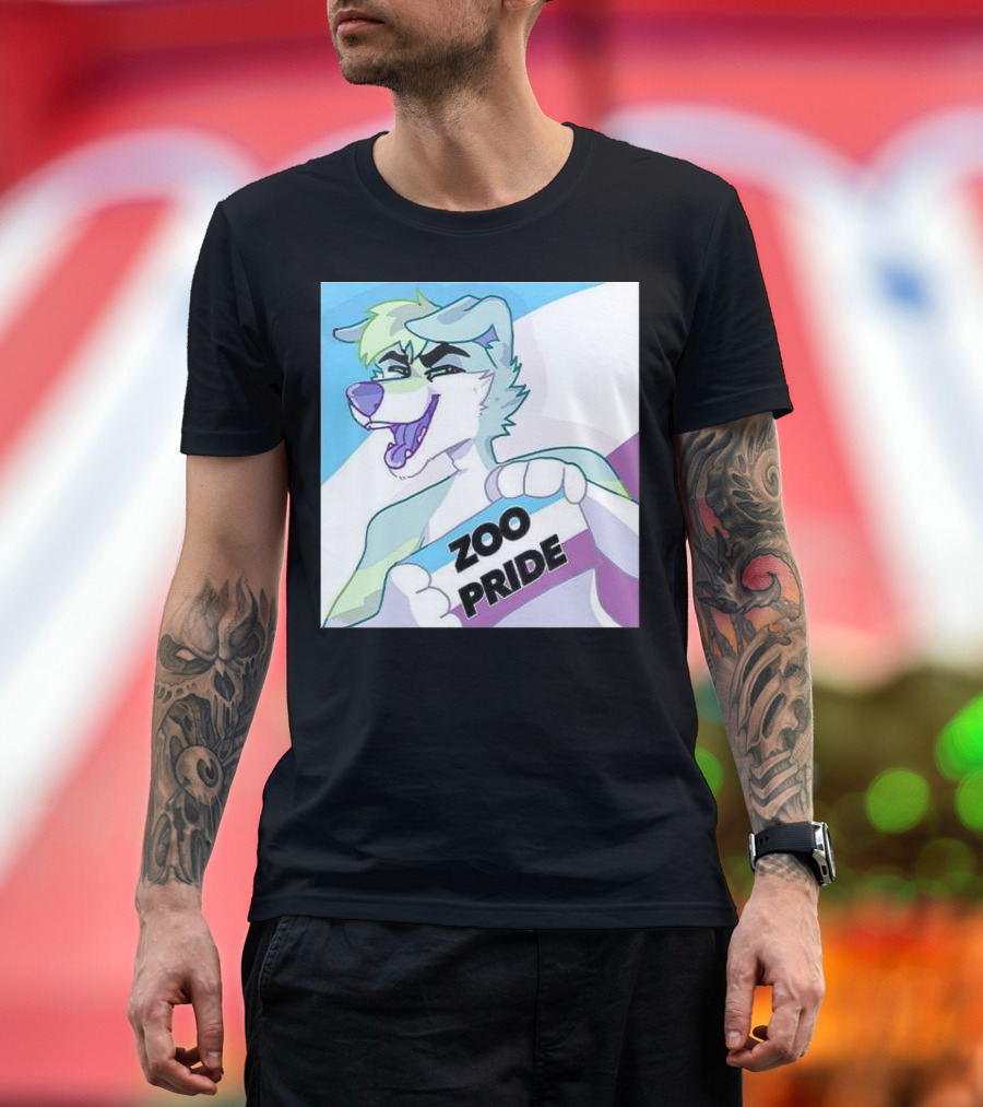 Zoo Pride Furry Character Holding Flag T-Shirt