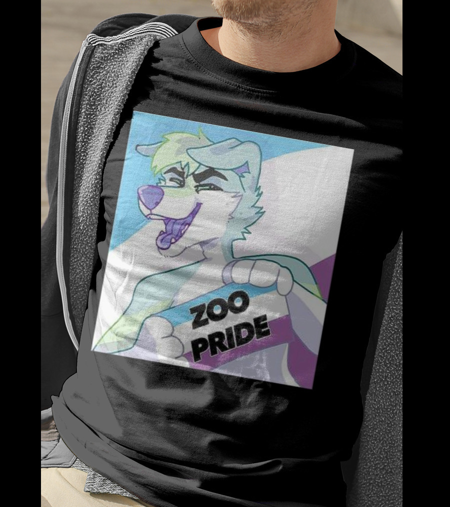 Zoo Pride Furry Character Holding Flag T-Shirt