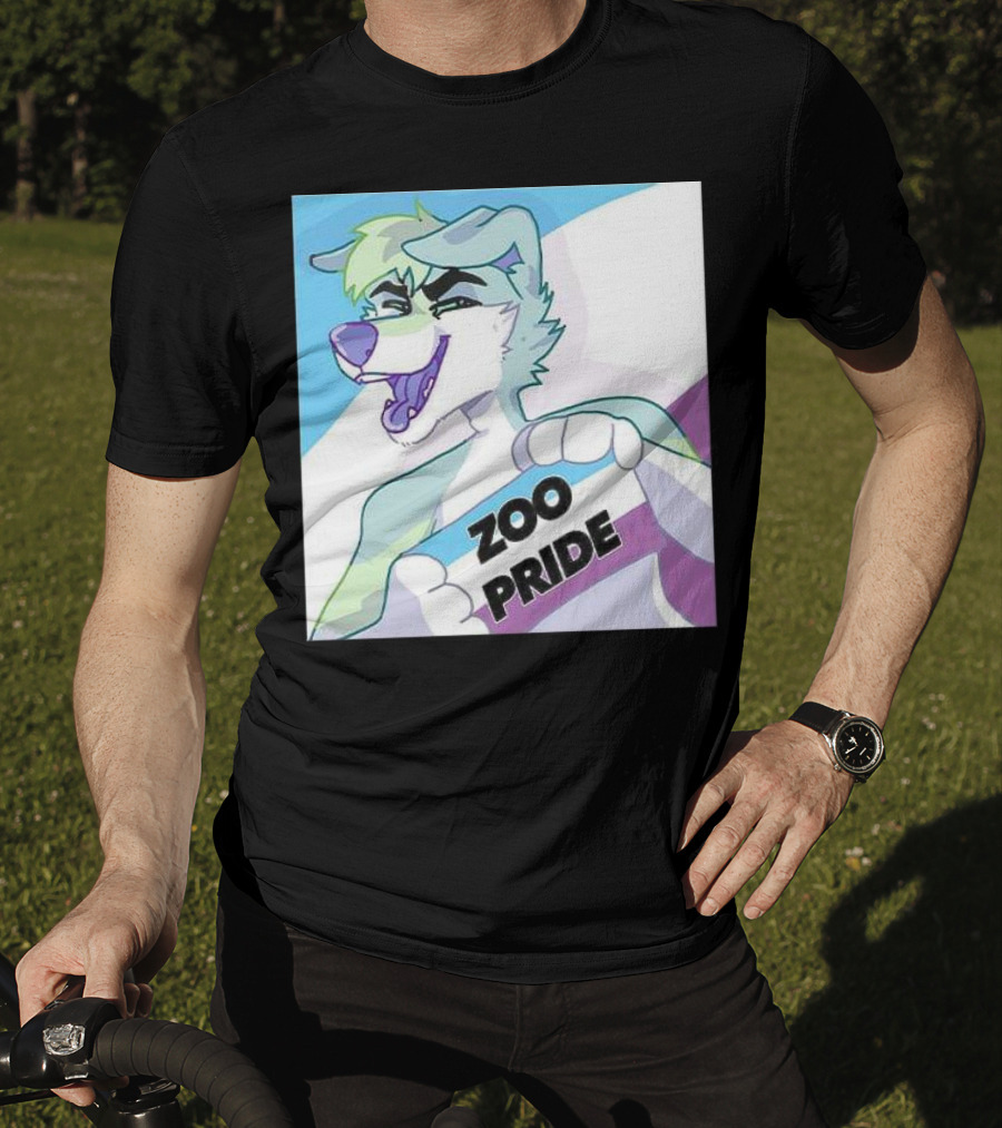 Zoo Pride Furry Character Holding Flag T-Shirt